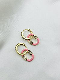 Sallantılı Pembe Mineli Çelik Küpe
