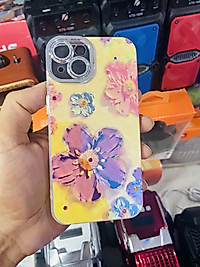 İphone 14 Çiçek Desenli Taşlı Lens Korumalı Telefon Kılıfı