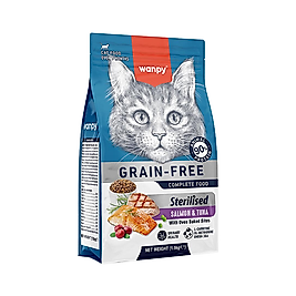 Wanpy Tahılsız Somonlu ve Ton Balıklı Kısırlaştırılmış Kedi Maması (1,5 kg)