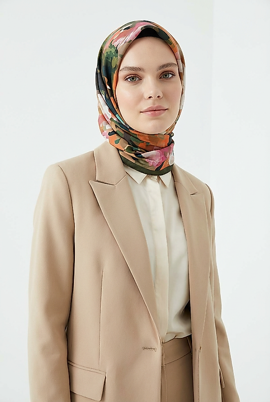 Spring Eşarp Kamufulaj Pastel Desen