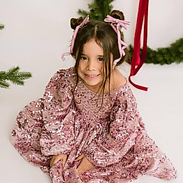 Payet Arkası Fiyonk Bağlama Kız Çocuk Özel Gün Elbisesi