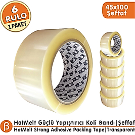 Norm 45x100 Şeffaf Koli Bandı Hotmelt Güçlü Yapışkan (6 Adet)