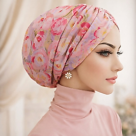 Gül desenli dolgulu bone