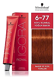 İGORA ROYAL SAÇ BOYASI 60 ML. (6-77 KOYU KUMRAL YOĞUN BAKIR)