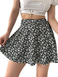 Desenli Krinkıl  Etek -GRİ