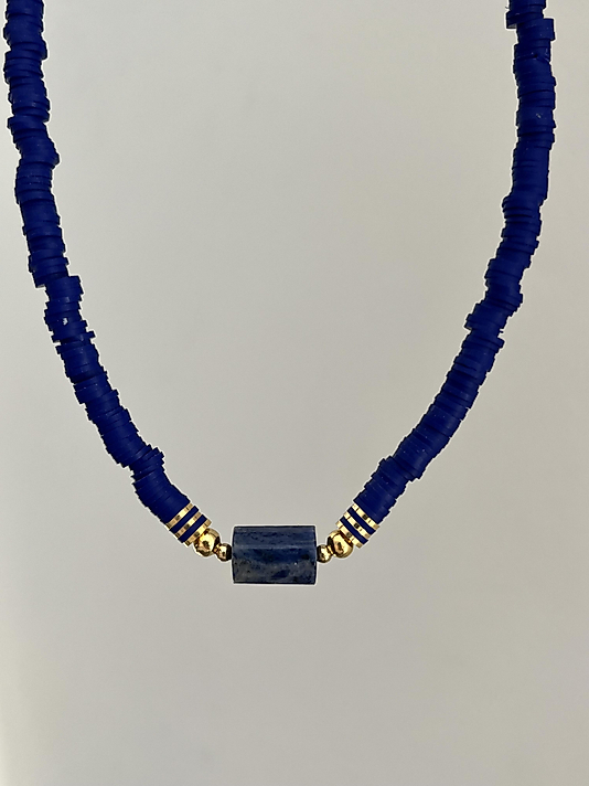 Doğaltaş Lacivert Fimo Kolye