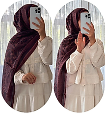 PAMUKLU DESENLİ ŞAL-BORDO