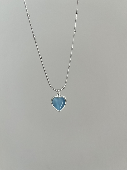 Çelik Mavi Kalp Silver Kolye