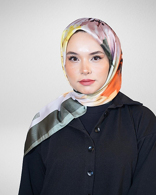 Dijital Kristal Eşarp Pastel Çiçek Desenli