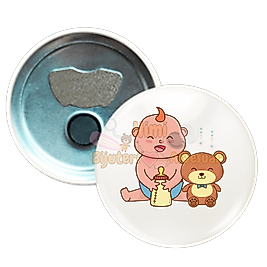 Kız Erkek Çocuk Baby Shower Metal Resimli İğneli Buton Rozet Magnet Anahtarlık Açacak Çanta Rozetleri M28