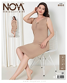 Noyalux Sütlü Kahve Rengi Kalın Askılı Gecelik 8033