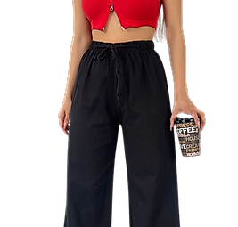 Palazzo Pantolon Paçası Püsküllü -Siyah