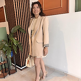 İçi leopar astarlı blazer bej renk