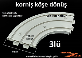 PLASTİK KORNİŞ DÖNÜŞÜ 3 LÜ PERDE RAY DÖNÜŞÜ 3 KANALLI
