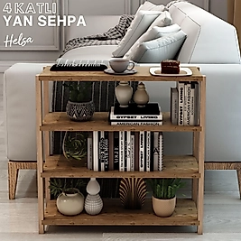 Helsa 4 Katlı Ahşap Yan Sehpa / Dekoratif Raf / Çok Amaçlı Kullanım (Atlantik Çam)