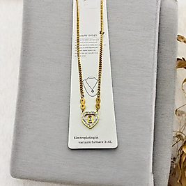 Çelik kolye gold renk taşlı 45 cm