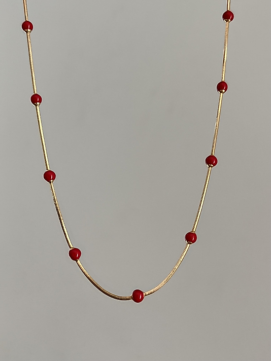 Xuping Rose-Gold Kırmızı Dorika Kolye