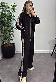 Gu Kol Detaylı Eşofman Takımı Siyah