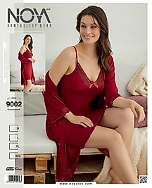 Noyalüx İkili Sabahlıklı Gecelik 9002