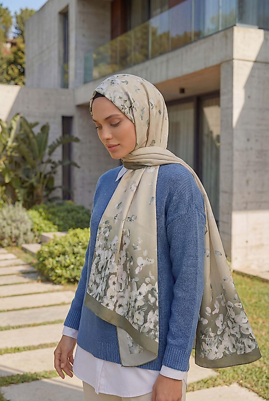 ALFA SİLK ŞAL PASTEL ÇİÇEK DESEN-1