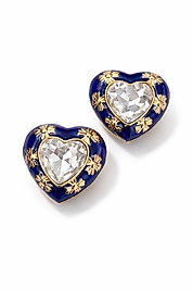 Lacivert Kalp Düğme Broş