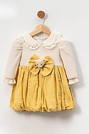 Mobil Ayıcık Dantel Yakalı Mevsimlik Kız Bebek Elbise 6-24 Ay