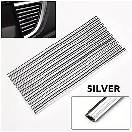 ( 10 X ADET ) 1 SET  20CM NİKEL ARAÇ KALORİFER&KLİMA ÇIKIŞ IZGARA DEKORASYON ŞERİT&KAPI KENAR KORUYUCU
