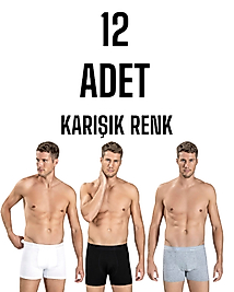 Gümüş Erkek Licra Boxer Şort Karışık 12 Li Paket