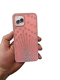 İPhone 12 Taşlı Desenli Lens Hediyeli Telefon Kılıfı Pembe