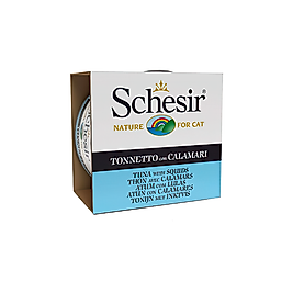 Schesir Ton Balıklı ve Kalamarlı Yetişkin Kedi Konserve Maması (85 g)
