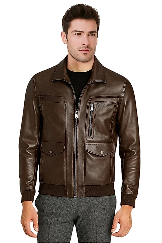 Duran Hakiki Deri Erkek Kestane Mont