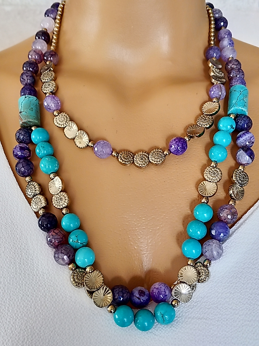 VARASİT ,AKİK, HEMATİT ,TURKUAZ KOLYE