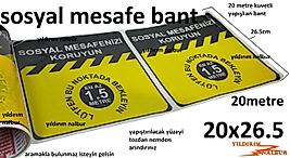 SOSYAL MESAFE BANT GENİŞ MODEL 20 METRE GÜVENLİK BANTI SAĞLIK BANTI İKAZ SAĞLIK BANTI