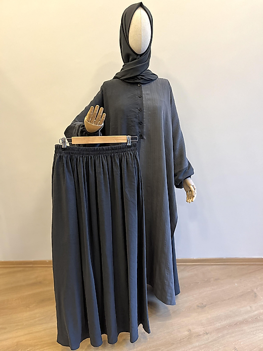 Hesna Cilbab Takım - Tensel Antrasit