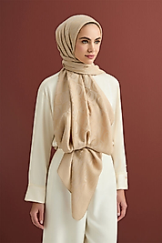 Imannoor Dama Desen Bej Naia Pamuk Şal 70x200