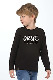 Erkek Çocuk Uzun Kollu Bisiklet Yaka "Oruç" Baskılı Tişört Mevsimlik Pamuklu