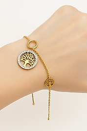 Gold  Hayat Ağacı Çelik Bileklik