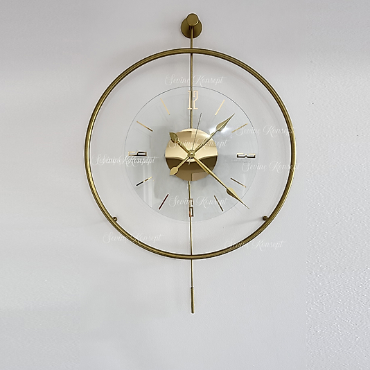 Gold Luxe Şeffaf Nano Tiktok Orta Boy Modern Metal Duvar Saati