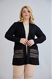 dantel detaylı siyah hırka