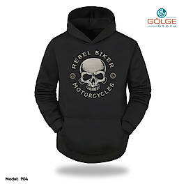 Motorcu Model Slimfit Kapüşönlu Hoodie Erkek kadın Sweatshirt