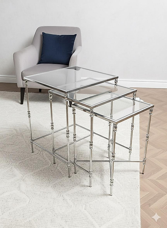 GÜMÜŞ TORNALI KARE ZİGON ŞEFFAF CAM