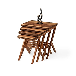 Doğal Ahşap 4’lü Zigon Sehpa Seti