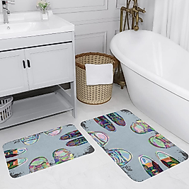 Rovigo Home Dijital Baskı Yıkanabilir Kaymaz 2 li Banyo Takımı