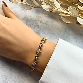 Renkli Damla Taşlı Bileklik  19-17 cm | Mev'Altın Collection