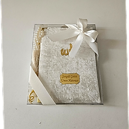 Beyaz Kurdeleli Kadife Set