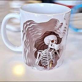 3D Kahve İçen İskelet 1