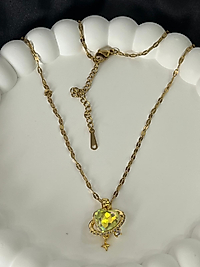 Sarı kalp taşı gold çelik kolye