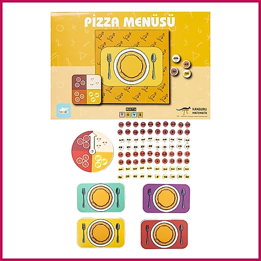 Hopiers Kanguru Matematik Pizza Menüsü Oyunu - Çarpma İşlemi Öğreten Eğitici Oyun | 2-4 Oyuncu | Müfredatına Uyumlu | Eğlenceli Matematik Becerileri