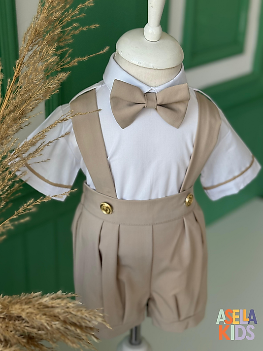 Erkek Çocuk Bej Salopet Takım