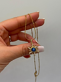 Xuping Mavi Taşlı Güneş Figürlü Gold Kolye